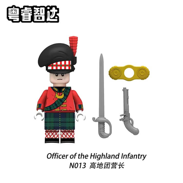 N013-016 Napoleonic Wars French Infantry Battalion Commander Highland Regiment Minifigs