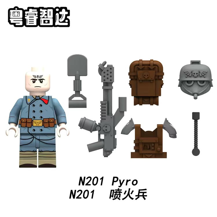N201-204 Warhammer Flamer Psyker Soldier Minifigs