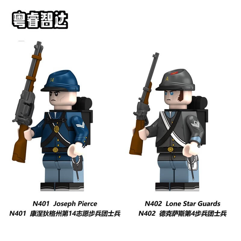 N401 N402 American Civil War Joseph Pierce Lone Star Guards Minifigs