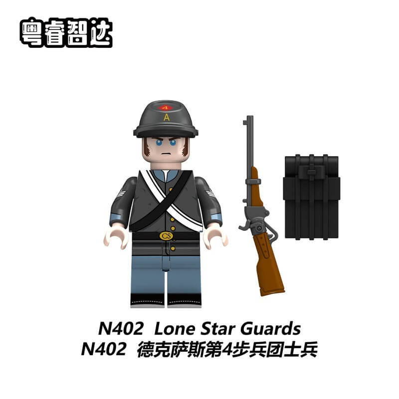 N401 N402 American Civil War Joseph Pierce Lone Star Guards Minifigs