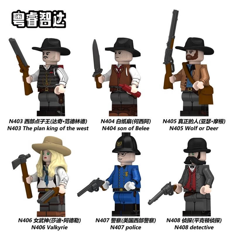 N403-408 American Western Cowboy Minifigs