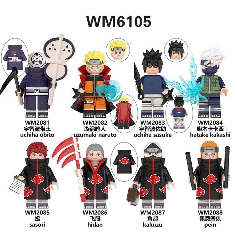 WM6105 Naruto Sasuke Uchiha  Hatake Kakashi Minifigs