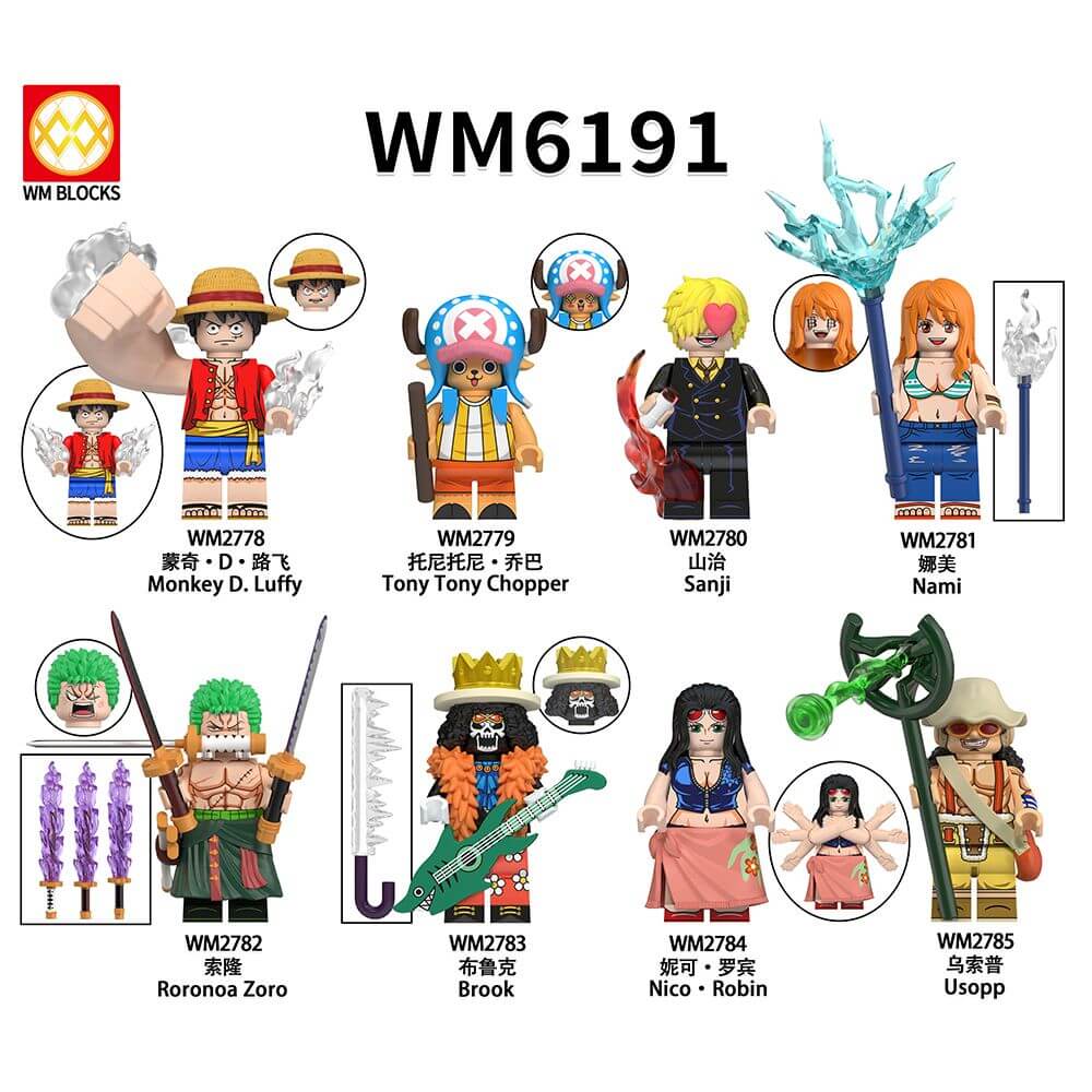 WM6191 One Piece Luffy Chopper Robin minifigs