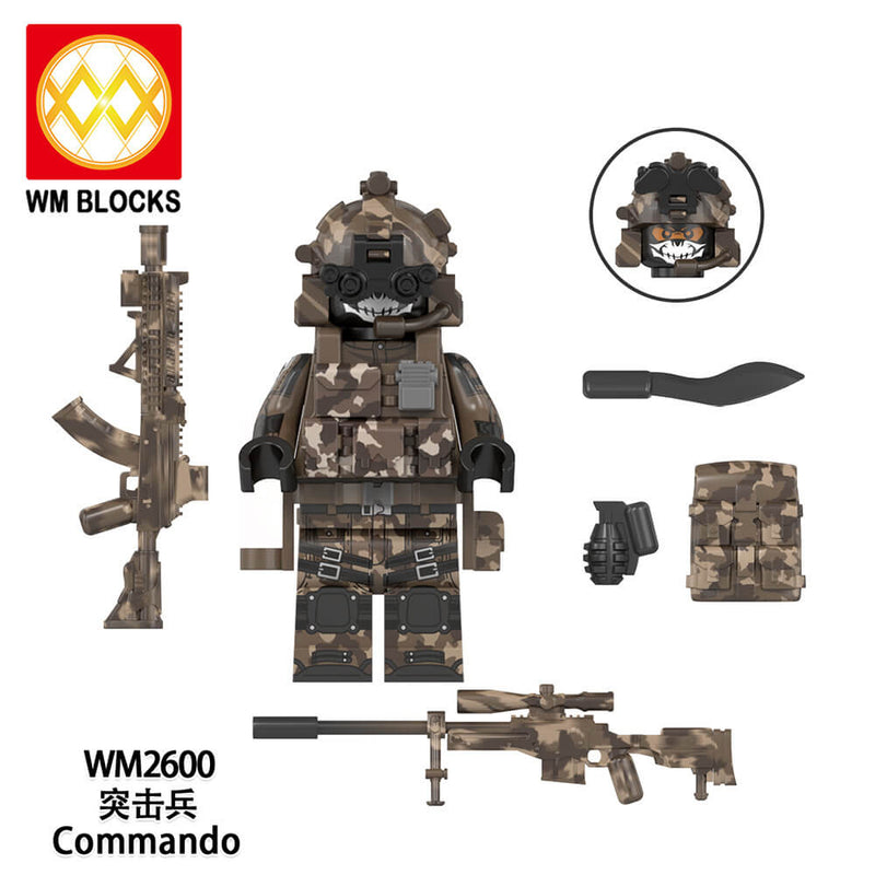 WM6168 Military Series Scout Commando Minifigs