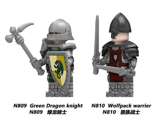 N809-810 Green Dragon Knight Wolfpack warrier minifigs