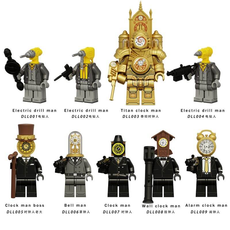 DDL001-009 Titan clock man drill man minifigs