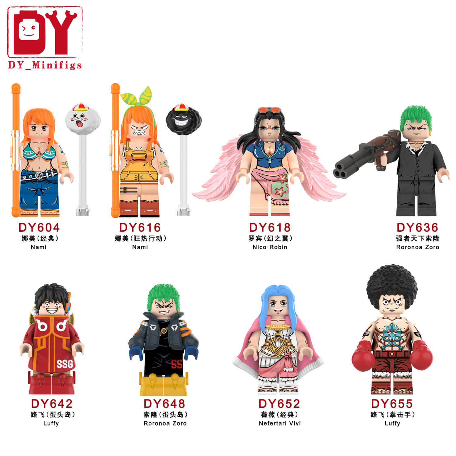 DY604-655 One Piece Robin Zoro Luffy minifigs – INGBRICKS