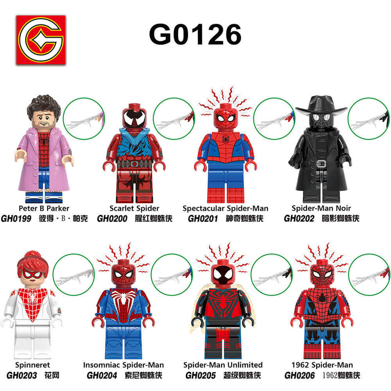 G0126 Insomniac Spinneret Scarlet Spider Man minifigs