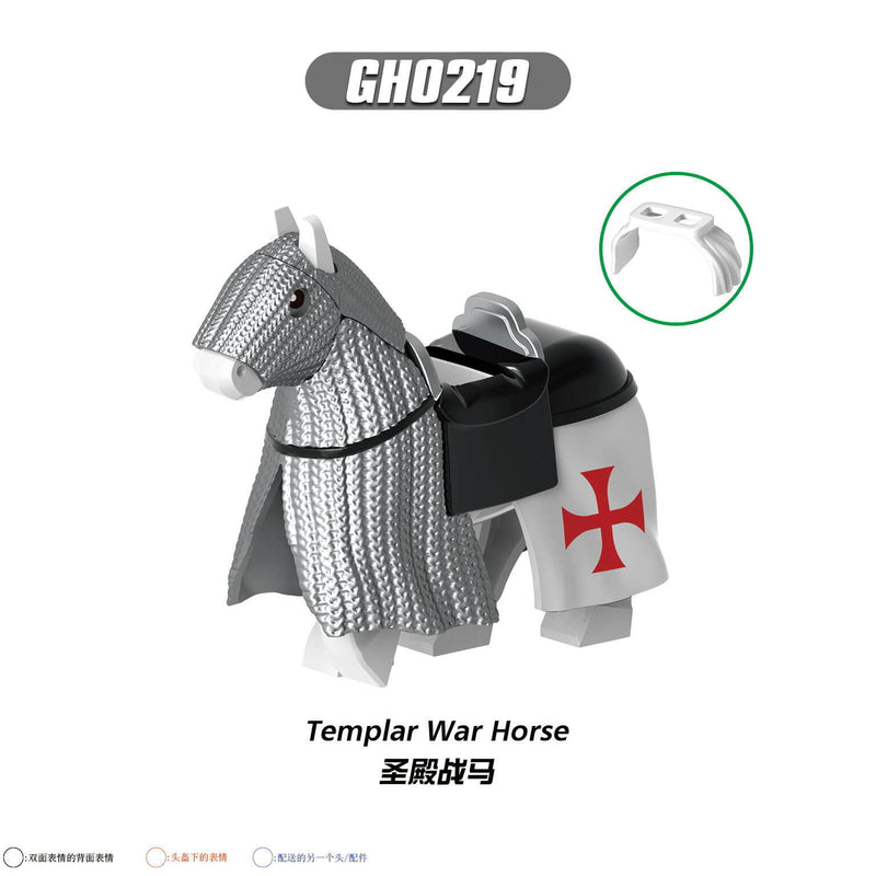 G0128 Templar Teutonic Hospitaller Knights and Horses minifigs