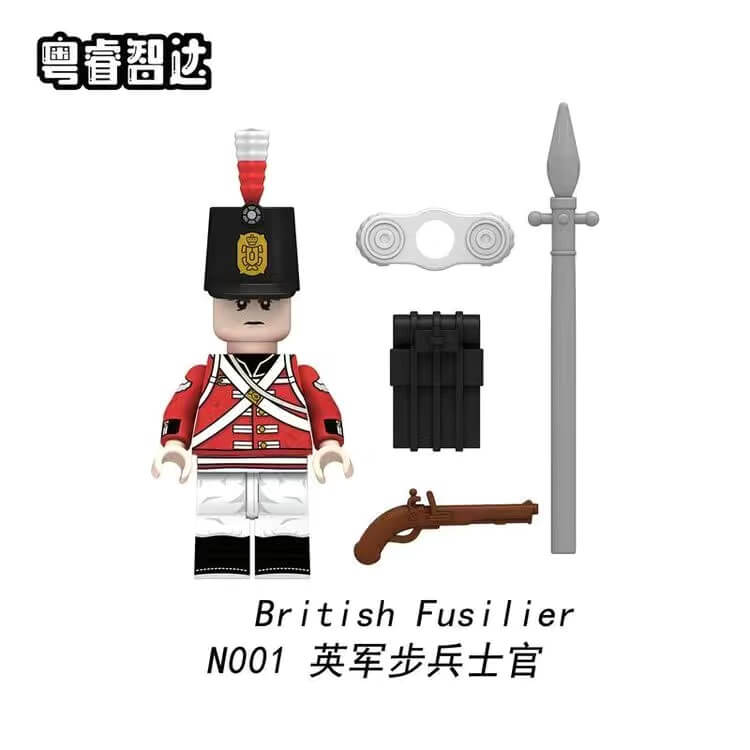 N001-006 Napoleonic Wars British Line Infantry Green Jackets Highland Regiment Bagpipes Minifigs