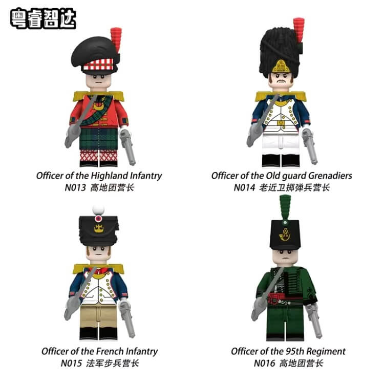 N013-016 Napoleonic Wars French Infantry Battalion Commander Highland Regiment Minifigs