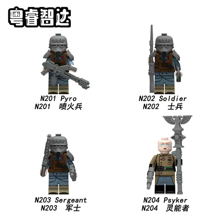 N201-204 Warhammer Flamer Psyker Soldier Minifigs