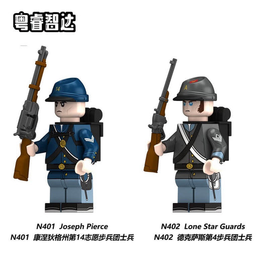 N401 N402 American Civil War Joseph Pierce Lone Star Guards Minifigs