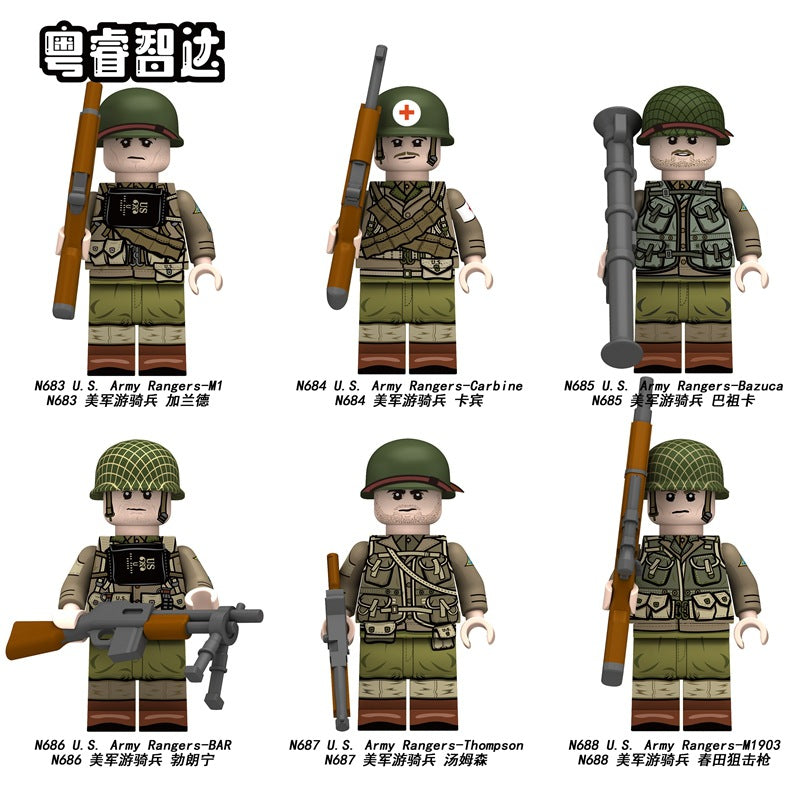 N683-688 World War II US Army Ranger minifigs