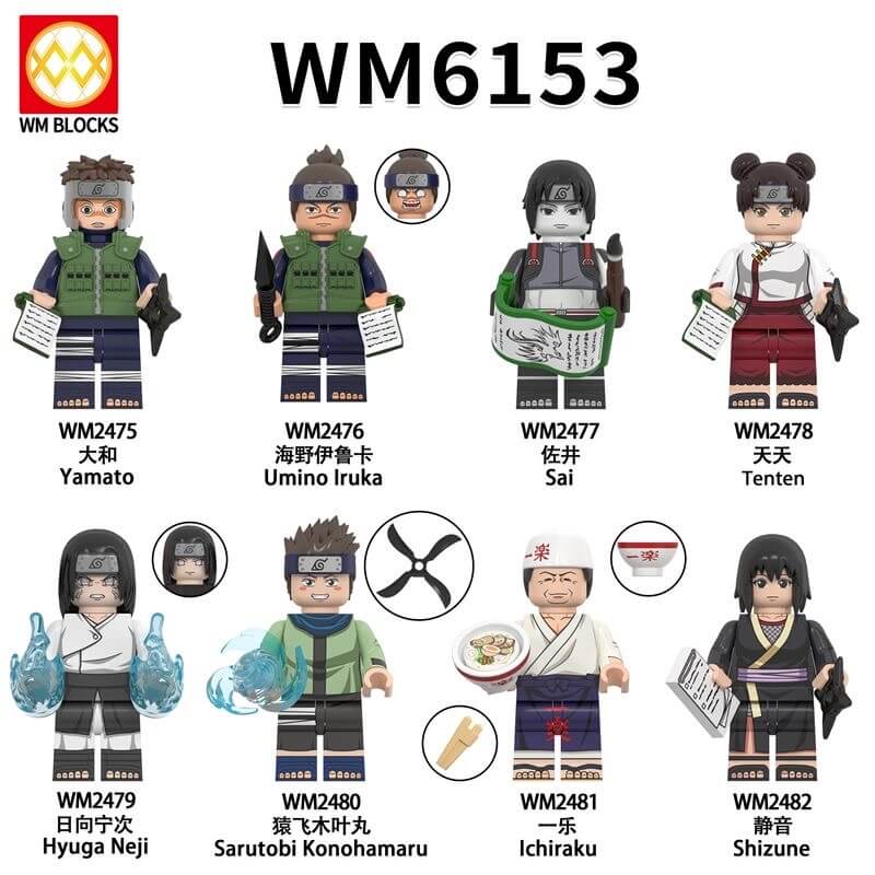 WM6153 Naruto Sai Hyuga Neji Minifigs