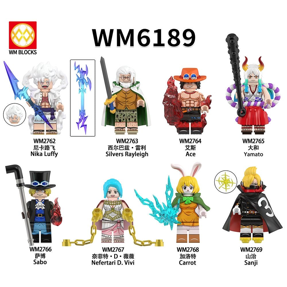 WM6189 One Piece Nika Luffy Yamato Carrot Minifigs