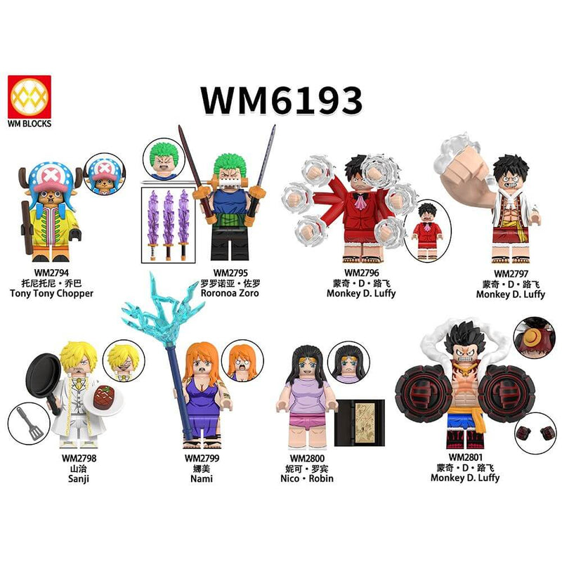 WM6193  One Piece luffy Chopper Zoro minifigs