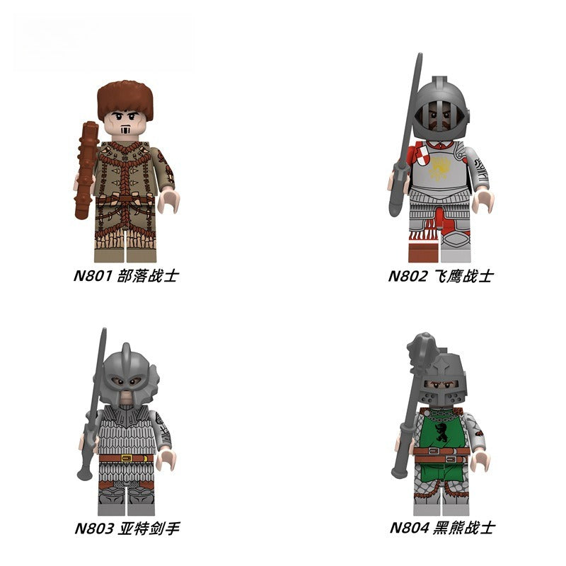 N801-804 medieval castle and science fiction war infantry knight minifigs