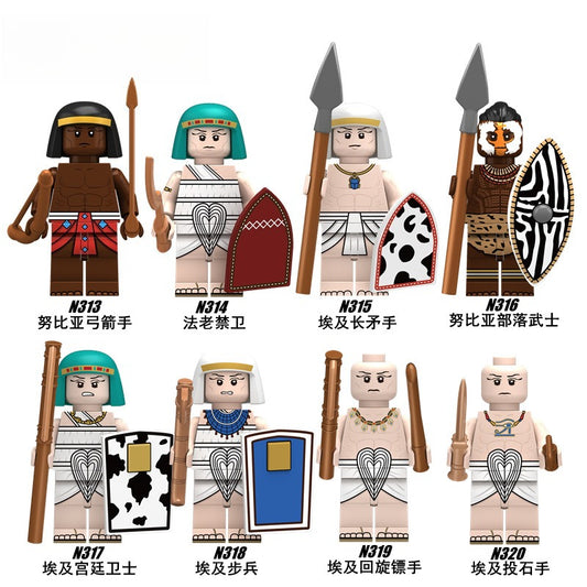 N313-320 Egypt series Nubian tribe Egyptian warriors minifigs